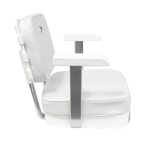 8WD562-3-710 Wise Ladder Back Helm Chair with Arm Rests, Cushions and Mounting Plate, White, Offshore