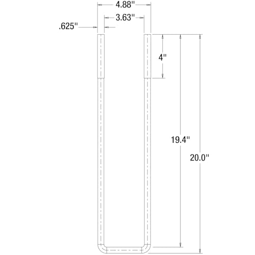 20" Square Bend U-Bolt Kit Buyers Products UB623520, 4 Complete U Bolt Kits, 5/8" Bolt, 1/2" x 4 1/4" Tie Bars, Grade 5 Equivalent Hardware