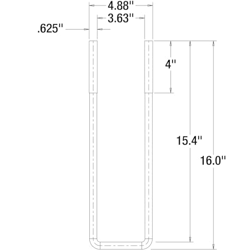 16 Inch Square Bend U-Bolt Kit Buyers Products UB623516, 4 Complete U Bolt Kits, 5/8" Bolt, 1/2" x 4 1/4" Tie Bars, Grade 5 Equivalent Hardware