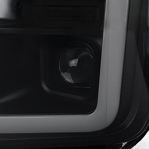 Black Smoke SPEC-D TUNING Sequential Switchback Projector Headlights w/LED Light Bar Compatible with 2018-2020 Ford F-150, Left + Right Pair Headlamps Assembly