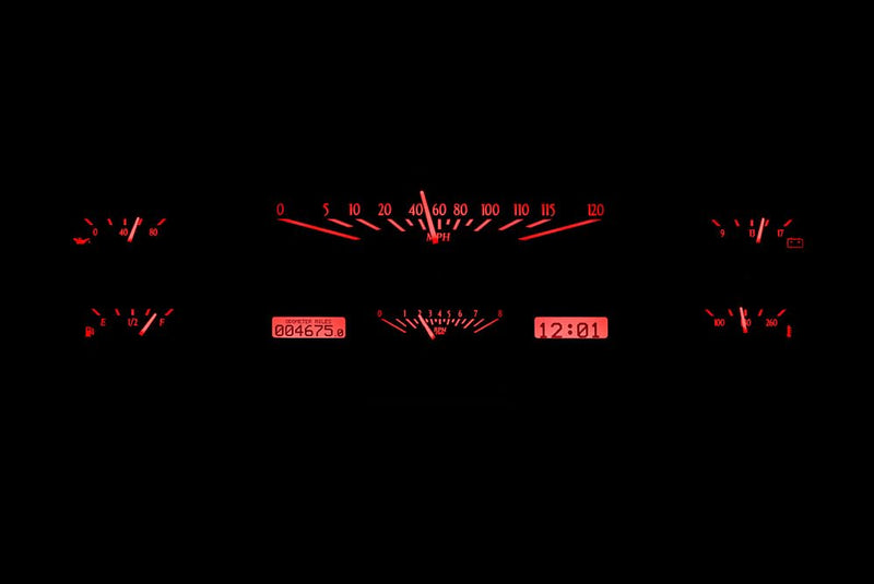 Dakota Digital VHX-65F-PU-K-R Gauge System Analog Dash Compatible with 1965-66 Ford Custom Cab Pickup, Black Alloy Style, Red Backlighting