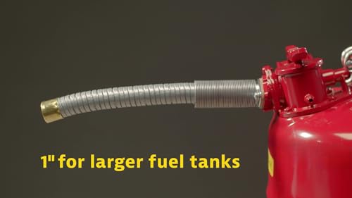 Justrite 5 Gallon Green Type II Safety Can for Oil with Flame Arrester, Self-Closing Lid, and 1" Flexible Metal Spout, Made in the USA, Galvanized Steel Flammable Storage Can, 7250430