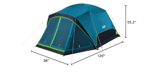 Coleman Camping Tent Skydome with Dark Room Technology, 4 Person with Screen Room