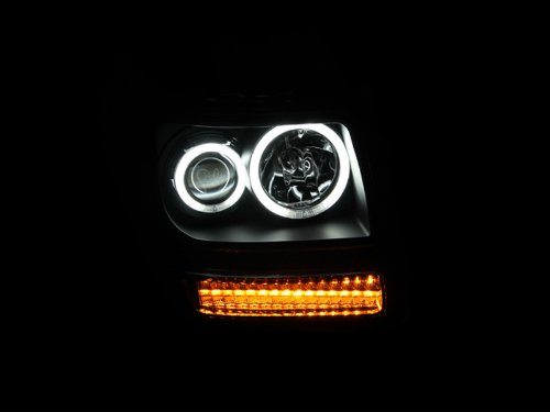 Dodge Nitro G2 Anzo USA 111145 Projector Halo Black Clear Amber Headlight Assembly - (Sold in Pairs)