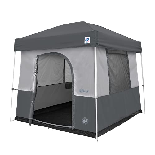 Camping Cube Sport E-Z UP, Converts 10' Angled Leg Canopy into Camping Tent, Grey (Canopy/SHELTER/Poles NOT Included)