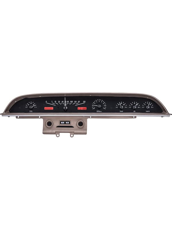 Dakota Digital VHX-62F-GAL-K-R Analog Dash Gauge System Black Alloy Compatible with Ford 1962 Galaxie Car Red Backlighting