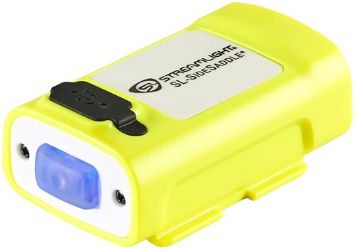 Streamlight 61631 USB Rechargeable SL-Sidesaddle 400-Lumen Hands-Free Hard Hat, Helmet, and Headgear LED Light with Mount Kit, Rechargeable Battery, USB-C Cable, Yellow