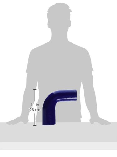HPS Silicone High Temperature HTSER90-300-325-BLUE 4-ply Reinforced 90 degree Elbow Reducer Coupler Hose, 30 PSI Maximum Pressure, 4" Leg Length on each side, 3" > 3-1/4" ID, Blue