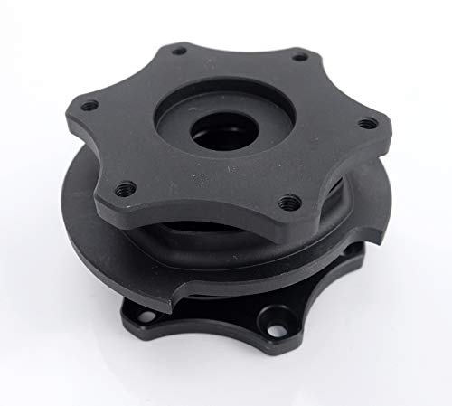 NRG Innovations SFI 42.1 Spec NRG-SRK-R200BK-MB D shaped Steering Wheel Quick Release Short Hub Adapter, 6x70mm Bolt Pattern Matte Black Body/Matte Black Ring