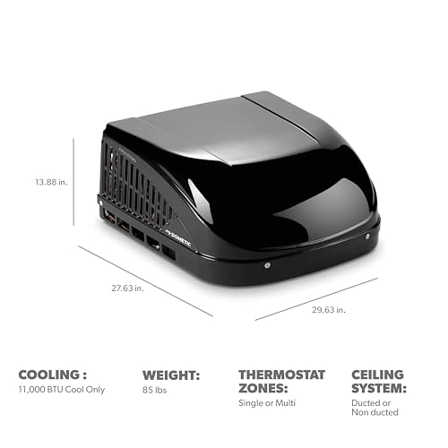 Dometic Brisk II Air Conditioner Rooftop - Standard Profile AC with Efficient Cool Air Output -11K BTU Unit with Quiet Blower for RV, Van, and Camper (Brisk Black 11K)