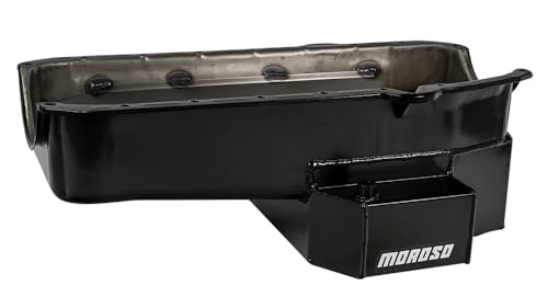 Moroso Steel Oil Pan 21813, Fits Pre-80 Small Block Chevy w/DS Dipstick, 7.5" Depth w/Road Race Baffle