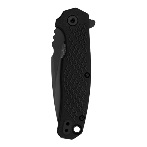 Kershaw Folding Pocket Knife Conduit, 2.9 inch Serrated Blade, Black Spearpoint Blade, Liner Lock, Pocketclip