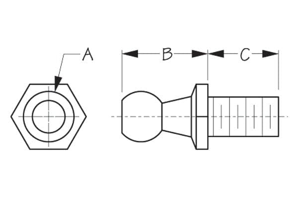 Gas Lift Sea Dog 321586-1 Ball Stud, 10mm