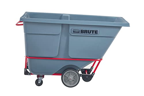 Rubbermaid Brute Dump Truck/Tilt Trash Cart/Garbage Collection/Recycling, 1 Cubic Yard, Heavy Load Capacity, 2,100 lbs., Gray, Distribution Centers/Warehouse/Manufacturing/Stadiums