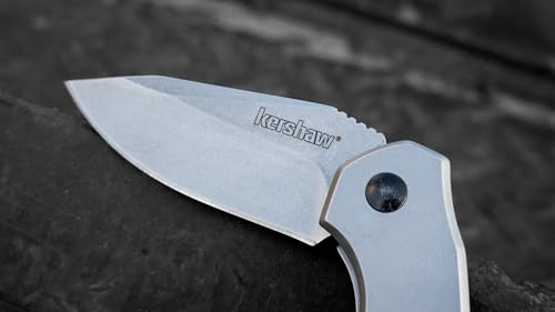Kershaw Frame Lock Knife Valve Bead Blast Stainless Steel (2.25" Stonewash) 1375