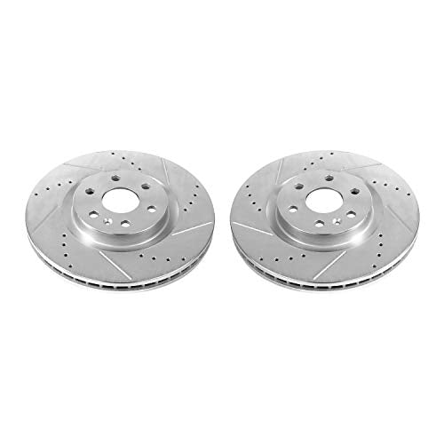 Power Stop AR82145XPR Evolution Front Drilled & Slotted Rotor Pair For Cadillac SRX 2010-2016, Saab 9-4X 2011 [Model Specific]