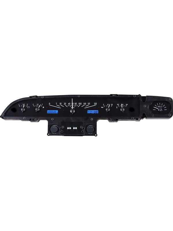 Dakota Digital VHX-60F-GAL-K-B Analog Dash Gauge System with Ford Galaxie 1960, Mercury Monterey, and Meteor 600, Black Alloy Style, Blue Backlighting