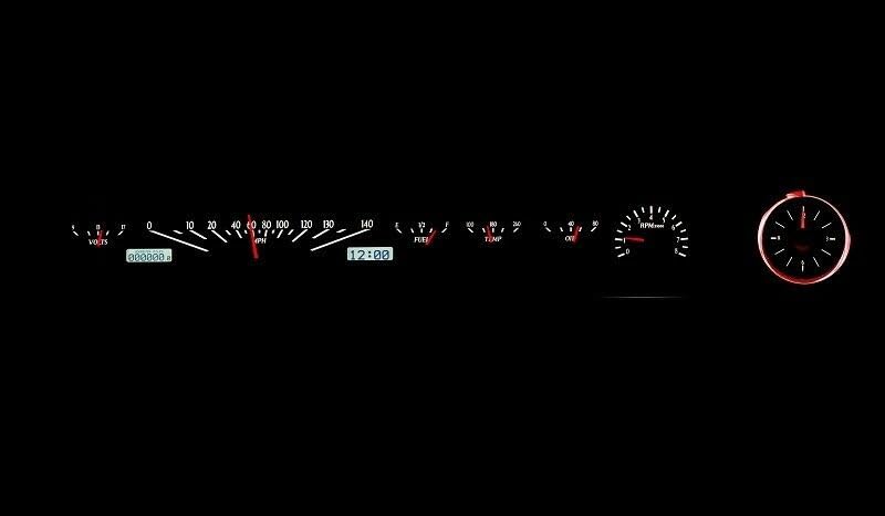 VHX-63C-CAD-K-W Dakota Digital Compatible with 1963-64 Cadillac Car VHX Gauge Instrument System Black Alloy White Backlighting