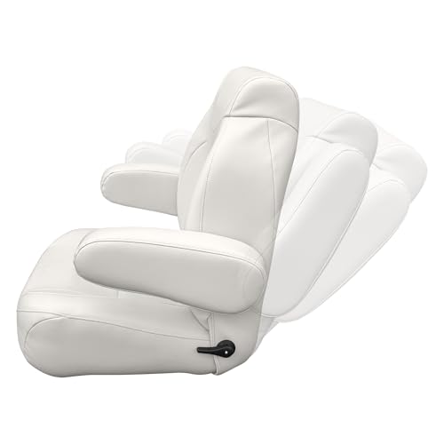 Premier Series Wise 3126-804 High Back Pontoon Reclining Helm with Flip Up Arm Rests, Stone