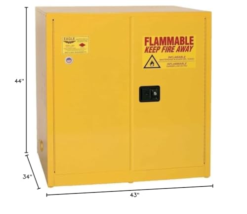 1 Shelf, 60 Gallon, 2 Door, Self Close, Flammable Liquid Cabinet, WorkBench, Yellow - 6410X