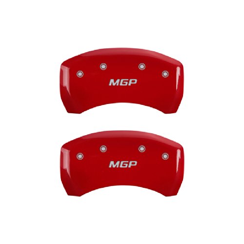 MGP Caliper Covers Red Powder Coat Finish 39018SMGPRD Engraved Caliper Cover with Silver Characters, Set of 4