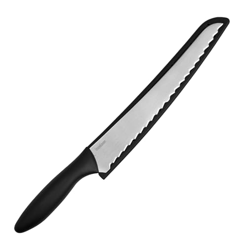 8-Inch Kershaw Serrated Bread Knife - Razor Sharp Stainless Steel Blade for Clean Cuts and Fewer Crumbs, Ergonomic Handle, Includes Sheath