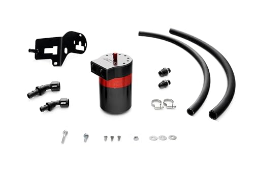 HPS Aluminum Black Oil Catch Can Kit Compatible for 2015-2021 Subaru WRX 2.0L Turbo, 860-007