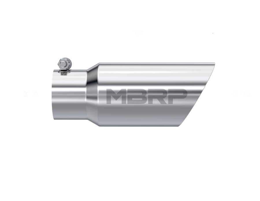 MBRP T304 Dual Wall Angled Tip, 4" O.D., 10" Length, 3" Inlet