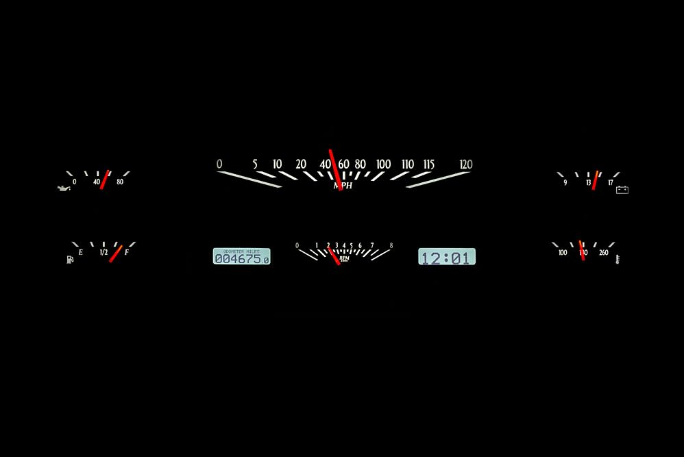 Dakota Digital VHX-65F-PU-K-W Analog Dash Gauge System with Compatible 1965-66 Ford Custom Cab Pickup, Black Alloy Style, White Backlighting