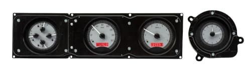Dakota Digital VHX-68F-TOR-S-R Gauge System Analog Dash Compatible with 1968-69 Ford Torino, Fairlane and Ranchero, Silver Alloy Style, Red Backlighting