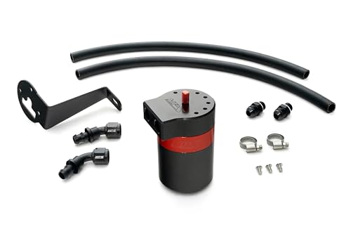 HPS Aluminum Black Oil Catch Can Kit Compatible for 2017-2021 Subaru WRX STI 2.5L Turbo, 860-008