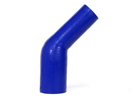 HPS Silicone High Temperature HTSER45-225-275-BLUE 4-ply Reinforced 45 degree Elbow Reducer Coupler Hose, 55 PSI Maximum Pressure, 4" Leg Length on Each Side, 2.25" > 2.75" ID, Blue