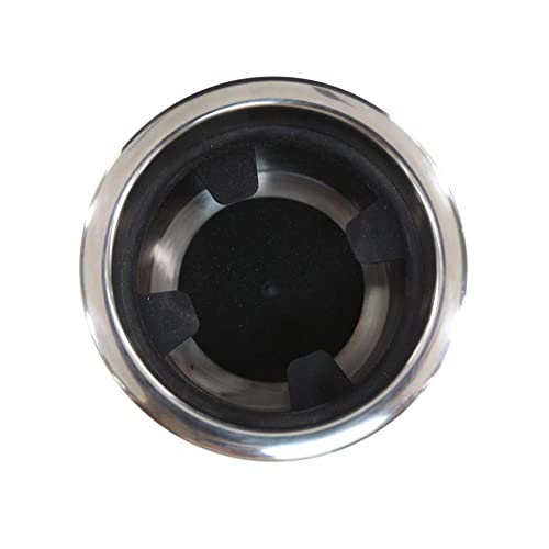 SS Cup Holder, No Step, Rubber Insert & Drain - Packaged