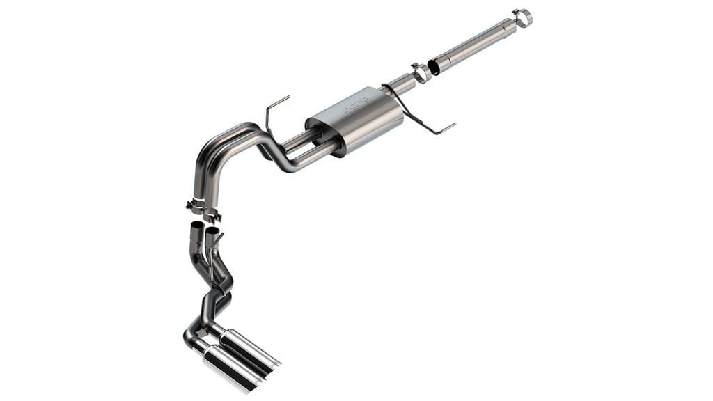 BORLA Cat-Back Exhaust System 140904 for '21-'23 Ford F-150 3.5L V6 PowerBoost Auto. Trans. 2 & 4 Wheel Drive 4 Door Crew Cab (5' 7") Bed 145.4" WB Add Adapter 60556 For Crew Cab (6' 7") Bed 157.2" WB.