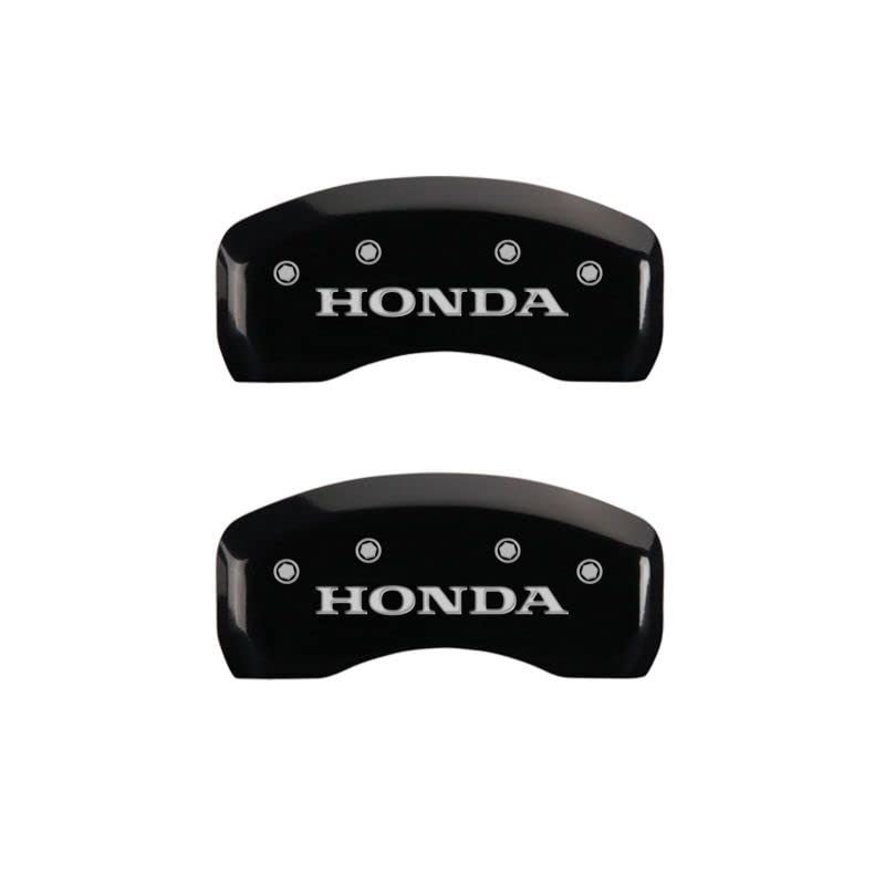 MGP Caliper Covers Black Powder Coat Finish 20107SHONBK Engraved Caliper Cover with Silver Characters, Set of 4 "Honda"