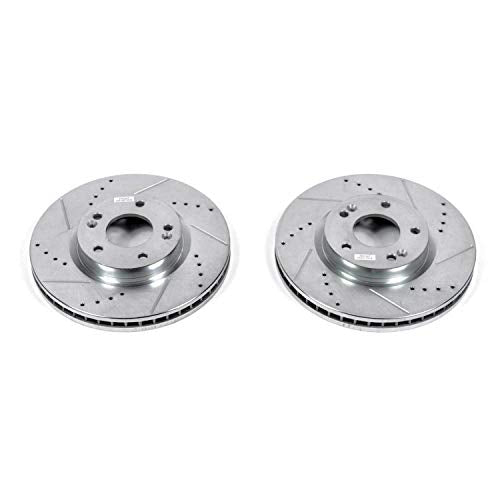 Power Stop Front JBR1328XPR Drilled & Slotted Rotor Pair For Hyundai Santa Fe 2007-2009 [Model Specific] Evolution