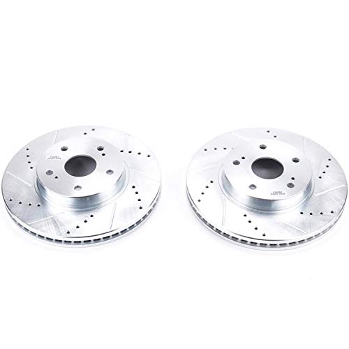 Power Stop Front JBR1717XPR Evolution Drilled and Slotted Rotor Pair For Subaru Legacy 2015-2019 [Model Specific]
