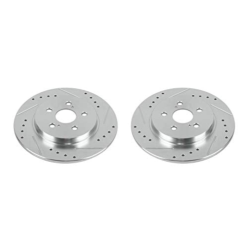 Power Stop Rear JBR1560XPR Evolution Performance Drilled, Slotted & Plated Brake Rotor Pair For Lexus CT200h 2011-2017 [Model Specific]