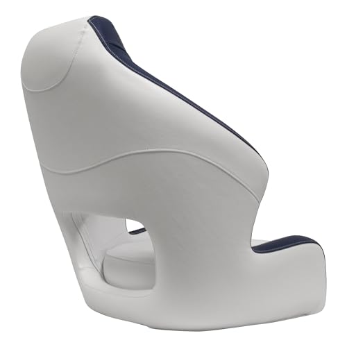 DLX Series Wise DLX3338-1904 Pontoon Bucket Seat with Flip Up Bolster - White/Mariner Blue