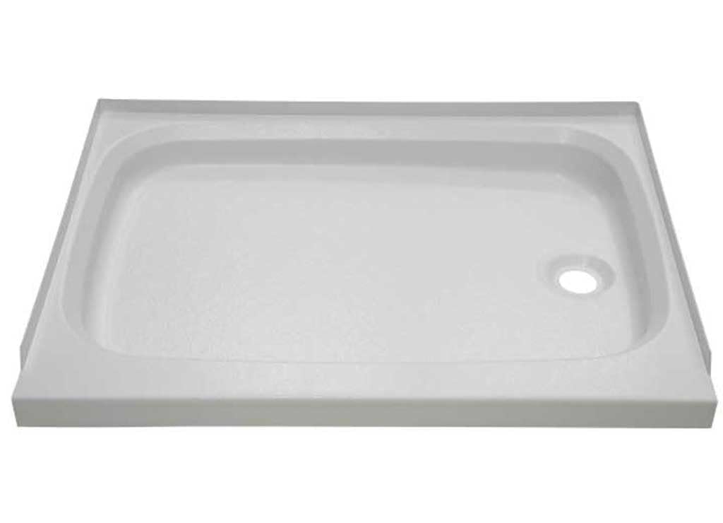 24" x 46" Lippert Replacement White Shower Pan with Right Drain for RVs, Manufactured Homes, Travel Trailers, 5th Wheels, and Motorhomes - 210383