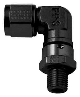 Fragola Performance Systems #10 Female Nut 499009-BL X 3/4-16 (8) O-Ring 90 Deg Swivel Black