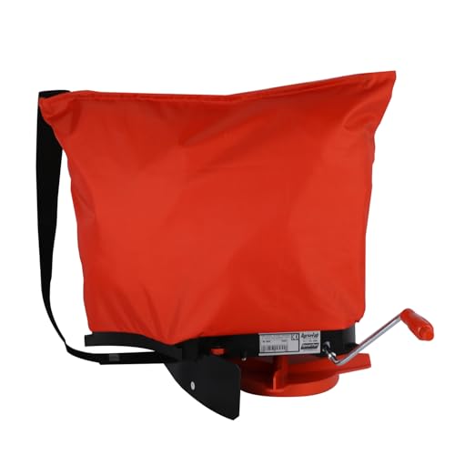 25 lb. Agri-Fab Handheld Bag Seeder Spreader with Waterproof Bag, Enclosed Gears, Adjustable Shoulder Strap, Rear Baffle, Orange