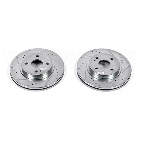 Power Stop Front JBR1561XPR Drilled & Slotted Rotor Pair For Mazda 2 2011-2014 [Model Specific] Evolution