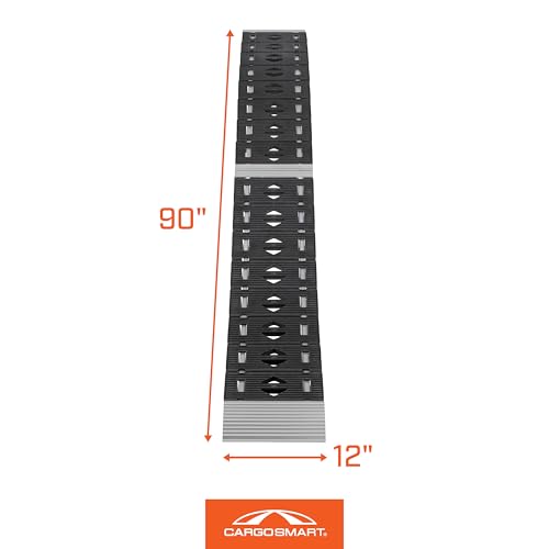 Hybrid S-Curve Centerfold Ramp CARGOSMART 3086, For Use Easily And Safely Loading & Unloading Lawn Equipment, Motorcycles, ATVs, 750 Lb Per Ramp Capacity, Black, 1-Pack