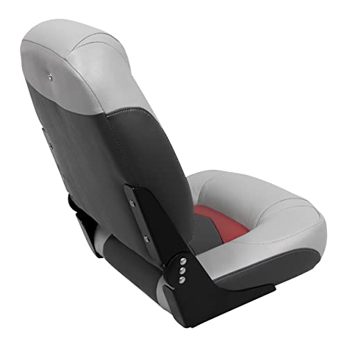 3304-1881 Wise Pro-Angler Series High Back Boat Seat Marble Grey/Regal Red/Charcoal