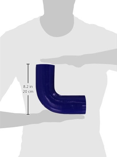 HPS Silicone High Temperature HTSEC90-268-BLUE 4-ply Reinforced 90 degree Elbow Coupler Hose, 55 PSI Maximum Pressure, 3.75" Leg Length on each side, 2-2/3" ID, Blue