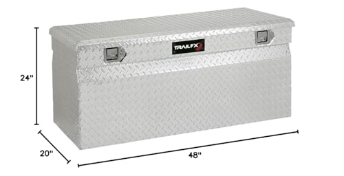Tool Box Trailfx Single Lid Chest with Struts, Polished 16-Gauge Diamond Tread Aluminum 13.3 Cubic Foot Capacity 48 Inch Length x 24 Inch Width x 20 Inch Height Bright Finish 151481