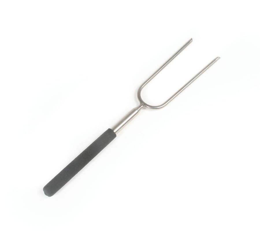 Camco Hot Dog and Smore Durable Stainless Steel Roasting Fork for Campfires -Extends Up to 34", Excellent for Camping, Hiking or RVing (44014), Black