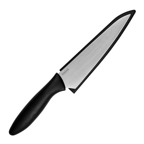Kershaw 6” Kitchen Utility Knife, Black and Gray Design, 6 Inch Stainless Steel Utility Plain Edge Blade, Included Sheath, Paring Knife for Meat, Fruit, Vegetables and More