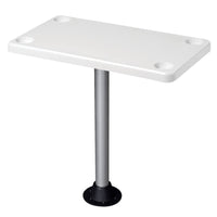 8WD944 Wise Rectangular Pontoon Table with 4 Recessed Cup Holders, White